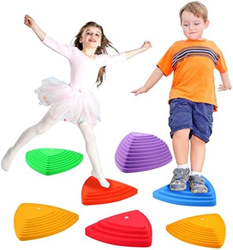 Gentle Monster Stepping Stones for Kids, Set of 6 Pcs for Balance with Non-Slip Bottom - Exercise Coordination and Stability, Perfect Indoor and Outdoor Play Equipment for Kids, Unique Birthday Gift…