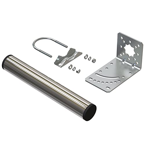 Aimeboost 1.5" Diameter Antenna Mount Pole Bracket To Wall For Outside Antenna Weather Station 10" Length Universal Antenna Mast Mounting Pole Clamp Adjustable Angle #TOP1