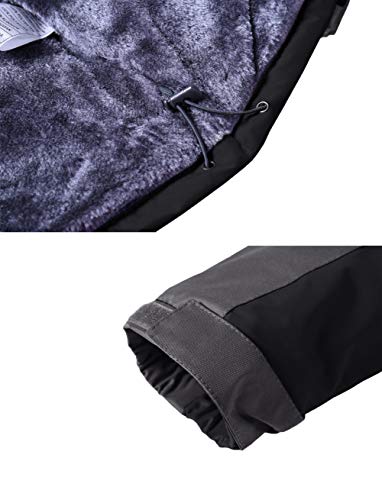 KEFITEVD Winterjacke Herren Warm Gefüttert Skijacke Winter Outdoorjacke Winddicht Allwetterjacke Thermojacke mit Kapuze Schwarz-Grau L