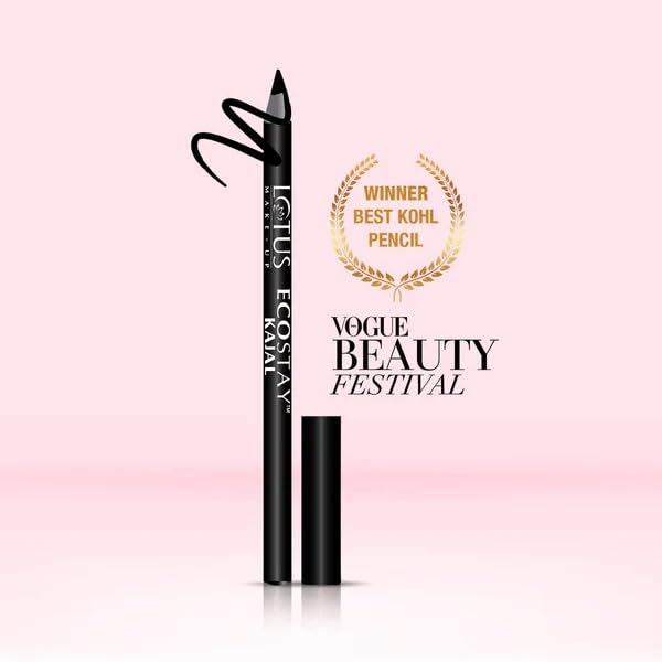 Image of Lotus Make-Up Ecostay Kajal Pencil Stick | Waterproof | Smudge Proof | Long Lasting | 1.2g (Black, Pack Of 2)