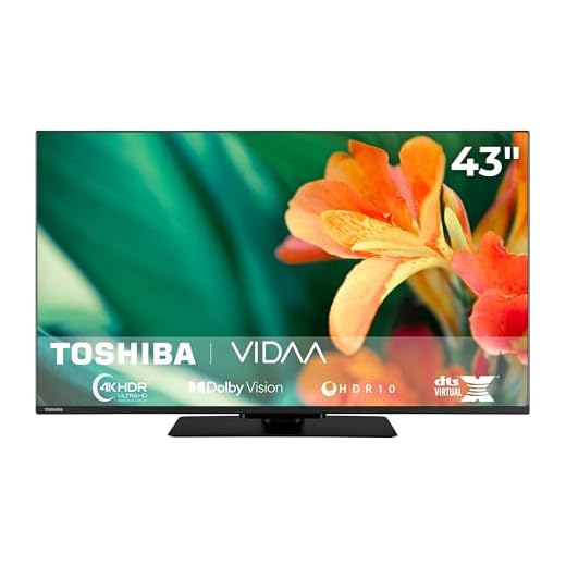 Toshiba Fernseher 43 Zoll Smart TV VIDAA 4K UHD Fernseher Dolby Vision HDR Smart TV mit Triple-Tuner und Bluetooth, LED TV 43UV3463DA