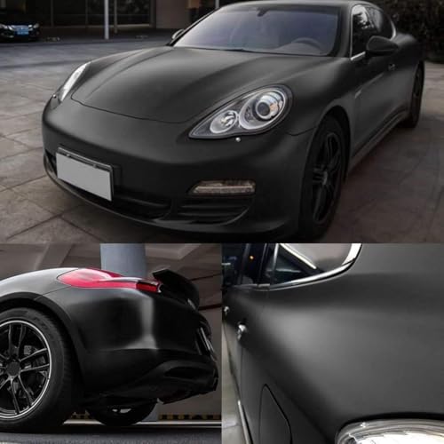 CompraFun Covering Noir Mat, Covering Voiture 300 x 30cm Film Autocollant Voiture Adhésif, Étanche et sans Bulles, Film de Protection pour Peinture, Auto, Moto, Vélo – vue 3