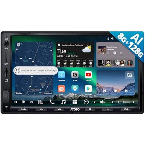 ATOTOZONE 7inch AI Android in-Dash Navigation, 8G+128G Audio Double Din Car Stereo, 4G LTE, Wireless Carplay & Android Auto, Dual Phone Connection&BT, 36B-EQ, HDMI Input，with Backup Cam, X10G2A7E-R2 Cover