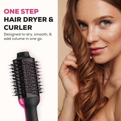 Image of One Step Hair Dryer & Curler Hot Air Brush, 110 Watt Styling Tool, Dries Styles Smooths Hair, Frizz-Free Finish, Boosts Hair Volume, Multiple Heat Settings for Wom
