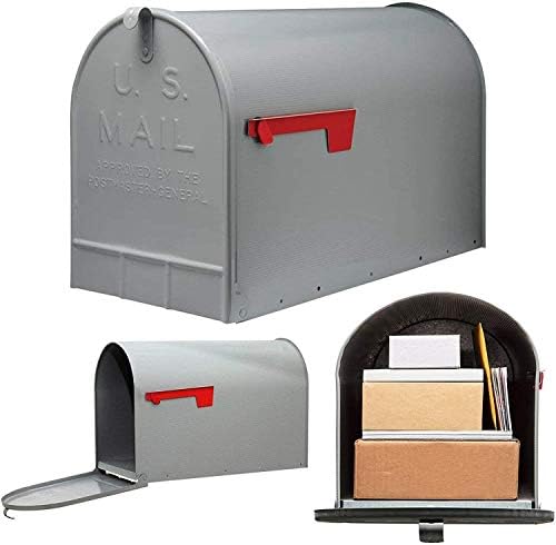COLIBYOU Post Mount Mailbox Extra Large Postal Storage Box Gray Galvanized Steel Heavy - mailboxes for Outside - Large Mailbox.