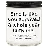 RIZOOCE 1 Year Anniversario Gift for Couple, First Anniversary Candle Gifts for Boyfriend, Girlfriend, Husband, Wife - Paper Wedding Anniversary Presents for Him, Her, Lavender Scented