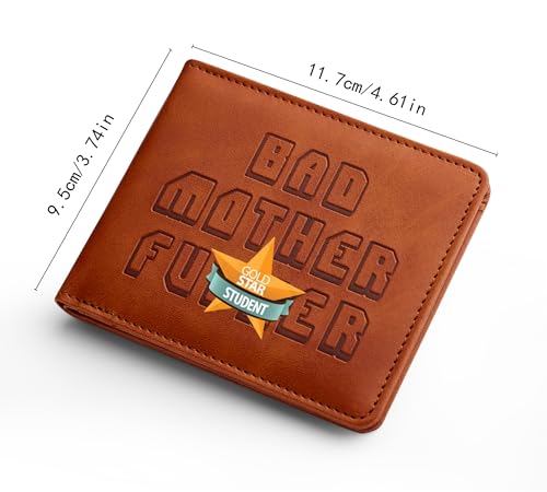 Bad Mom Wallet Double Fold Embossed Brown Leather (brown)4