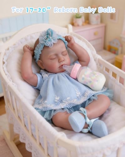 Image of EKOKIZ Reborn Baby Dolls Clothes Girl Blue Baby Doll Clothes 17-20 Inches Doll Outfits and Accessories for Newborn Girl