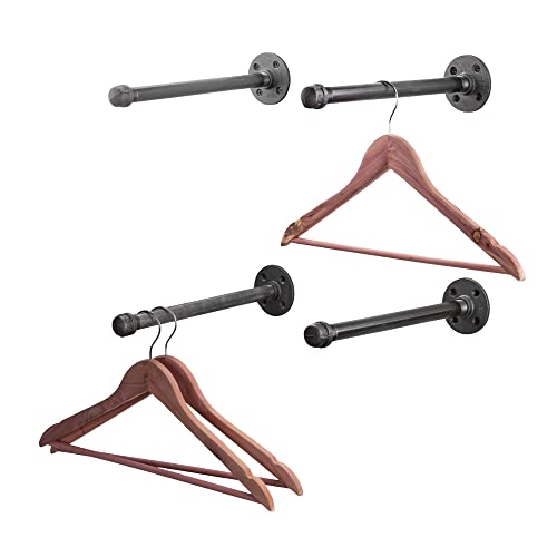 PIPE DECOR Industrial Pipe Wall-Mounted Clothing Rack, Commercial or Residential Wardrobe Clothes Display, Heavy Duty Steel Grey Black Metal Garment Bracket, 1/2 in. X 8 in. (4 Pack) by PIPE DECOR - Used condition - US$8.99