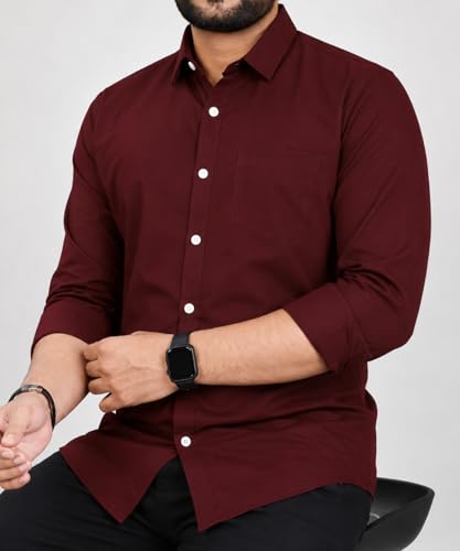 Image of CB-COLEBROOK Men's Casual, Regular Fit, Solid Colour, Lightweight, Button Down, Casual Wear, Shirt with Pocket. Suitable for Office & Casual Use
