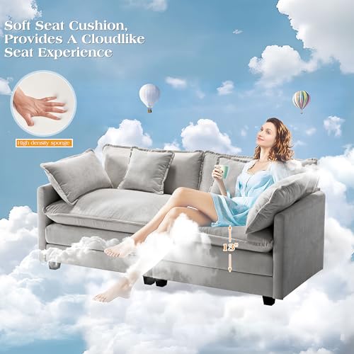Image of 77.6 inch Modular Sectional Sofa,Loveseat Couch for Living Room, Modern Deep Seat Sofa 2 Seater Chenille Fabric Comfy Cloud Couches with Throw Pillows for Apartment,Small Spaces