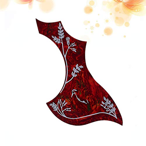 Exceart Acoustic Guitar Pickguard Anti-Scratch Guard Plate Flower And Bird Self-Adhesive Pickguard For Electric Acoustic Classical Guitar Dark Red #TOP6