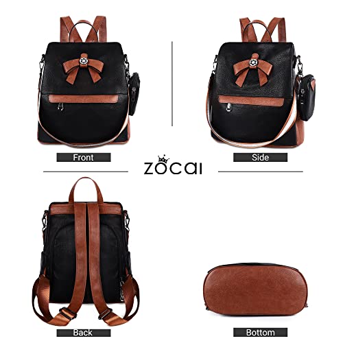 Image of ZOCAI Backpack Purse for Women Fashion Backpack Purses PU Leather Daypacks Anti-Theft Shoulder Bag Satchel Purse