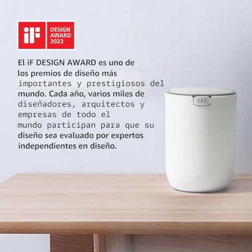 Miniatura 8 de Eko - Minicubo De Basura De Escritorio Con Tapa Abatible De 1,5 L Y Base Pequeña Y Redonda Para Oficina, Hogar, Coche Blanco