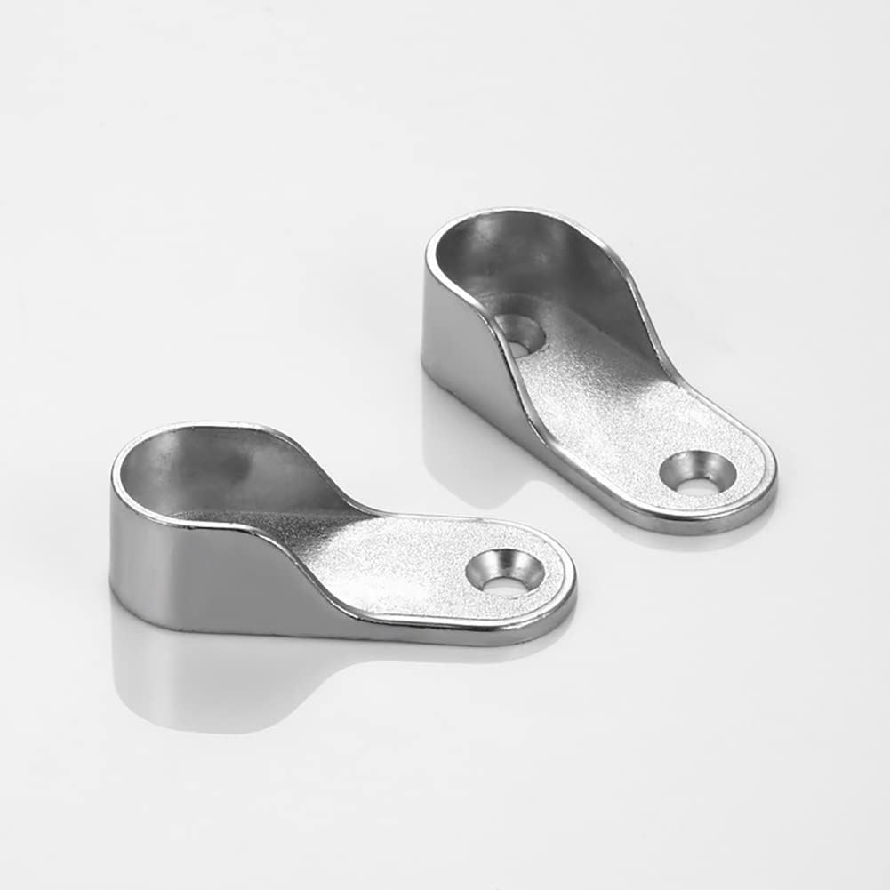 10 Pcs 16 mm Oval Closet Rod End Caps Supports Metal Closet Pole Sockets Brackets Wardrobe Rod Holders with 20 Pcs Screws