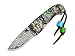 KUBEY Small Damascus Steel Blade Etched Natural Shell Handle Pocket Knife