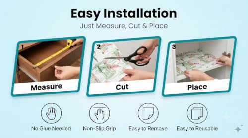 Image of Dribble (45cm X 300cm) Eva Shelf Liner Mat Roll, Non Slip Drawer & Cabinet Liner for Kitchen, Waterproof Oilproof Washable Fridge Mat, Anti Skid Multipurpose Mat (Floral Hormony Peach)
