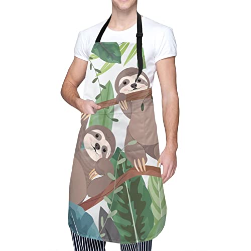 SHEYZYLTD Tropisches Faultier Schürze mit Taschen Cover