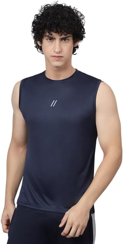 ATICX Men's Polyester Sports Sleeveless T Shirt - Gym Vest, Workout Sando, Training Tank Top, Cut Sleeves Quick Dry Tee for Running, Swimming, Badminton, Fitness & Sports