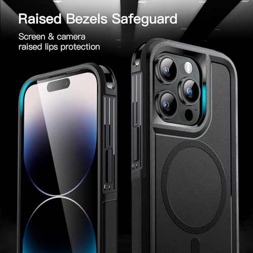 JETech Case for iPhone 14 Pro 6.1-Inch Compatible with MagSafe, Heavy Duty Dual-Layer Rugged Protection, Shockproof Protective Tough Phone Magnetic Cover (Black)