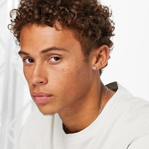 9 Pairs Earrings for Men Stainless Steel Small Hoop Earrings Hypoallergenic CZ Cross Dangle Earrings Cubic Zirconia Stud Earrings Huggie Men's Earrings Set2