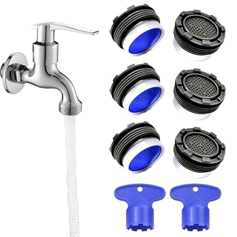 NOPVUFA 6 sztuk aeratora kranu M16, aerator do kranu łazienkowego z gwintem aeratora, filtrami kranu umywalkowego z 2 kluczami, filtrami do kranów wodnych do kuchni łazienki