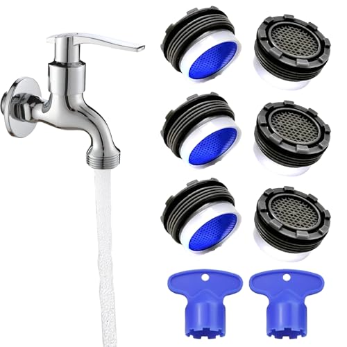 NOPVUFA 6 sztuk aeratora kranu M16, aerator do kranu łazienkowego z gwintem aeratora, filtrami kranu umywalkowego z 2 kluczami, filtrami do kranów wodnych do kuchni łazienki