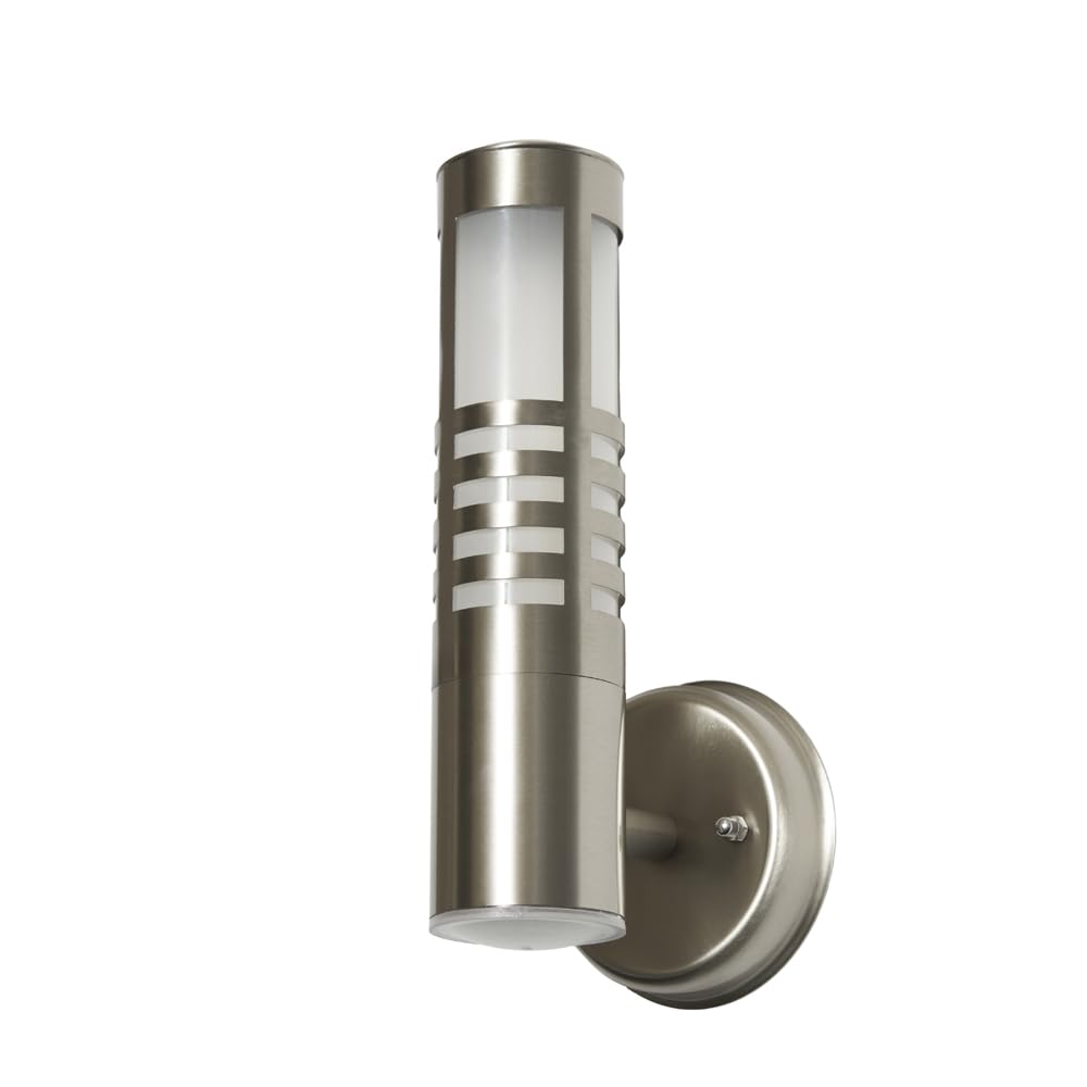 LITECRAFT Colt Wall Light Outdoor Slatted IP44 Garden Lantern - (Stainless Steel)