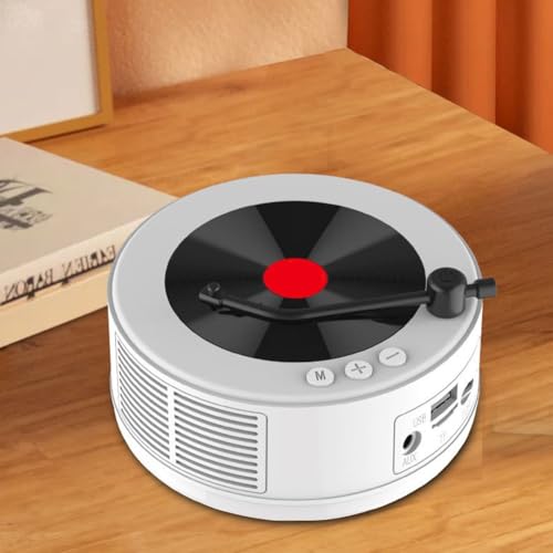 CWOQOCW Reproductor de CD de radio FM portátil retro, reproductor de CD para coche, hogar, AUX, USB, TF, diseño compacto, batería de larga duración, color blanco, 11,5 x 11,5 x 5 cm
