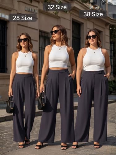 Image of GRECIILOOKS Trousers for Woman | Womens High Rise High Waist Flared Korean Style | Formal Pant for Women Office Wear| Track Pants for Womans Elegant for College & Events (Available in Plus Size)