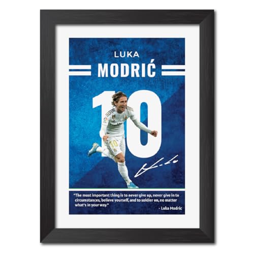 Image of TenorArts Luka Modric Quotes Poster Frame Real Madrid Laminated Photo Framed Painting with Matt Finish Black Textures (12 inches x 9inches)