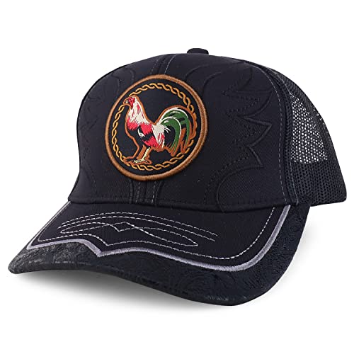 Trendy Apparel Shop Rooster Embroidered Trucker Mesh Baseball Cap