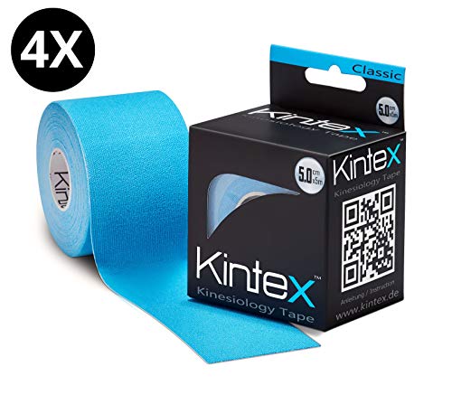 Kintex Kinesiologie 4 Rollen Classic 5cm x5m, Physio, Therapie-Tape, Blau, x 5m