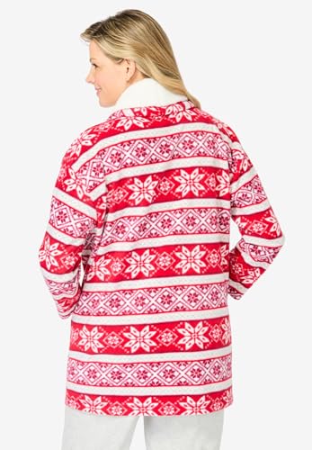 Dreams & Co. Plus Size Sherpa Lined Collar Microfleece Bed Jacket2