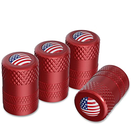 Image of CKAuto Tire Valve Stem Caps, Anodized Aluminum Tire Valve Cap Set | Corrosion Resistant, Universal Stem Covers for Cars Trucks Motorcycles SUVs and Bikes (Red-US)