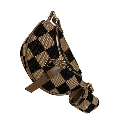 Modern And Practical Women's Brown Checkered Waist Bag Crossbody Bags Casual Shoulder Purse For Fashion Enthusiasts Brown Che