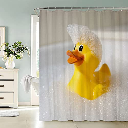 LOVEXOO Rideau de Douche Canard 180x180 cm Rideaux Douche pour Salle de Bains, Rideau Douche Tissu Lavable en Machine avec 14 Crochets Cover