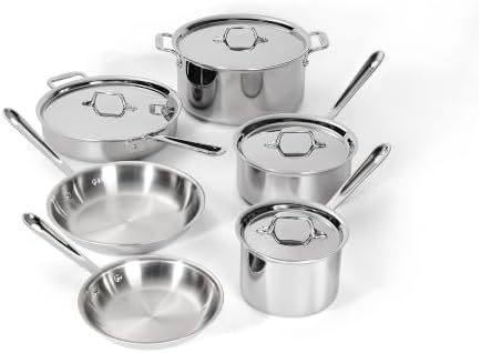 All-Clad D3® Stainless Steel Cookware Set, 10-Piece, Made in the ...