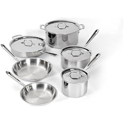1 of All-Clad D3® Stainless Steel Cookware Set, 10-Piece, Made in the USA | The Original Bonded Professional Cookware, Omelets Pan, Induction Compatible, Oven Safe up to 600F