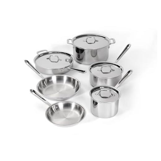 All-Clad D3 3-Ply Stainless Steel Cookware Set 10 Piece Induction Oven Broil Safe 600F Pots and Pans