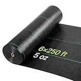 VEVOR Toile de Paillage 1,8x76,2 m Bâche Anti Mauvaise Herbe 168 g/m² Géotextile Anti Repousse Tissé PP pour Protection Contre Mauvaises Herbes, Couverture Sol, Jardin, Potager, Parterres Fleurs, Noir