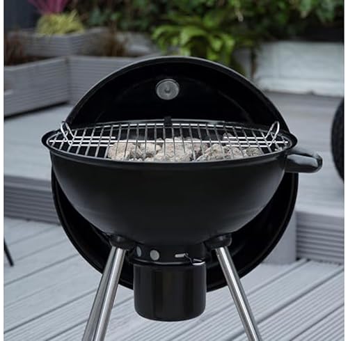 George Foreman Portable Charcoal BBQ Round Kettle 47.5 cm, Adjustable Vent, Integrated Thermometer, Charcoal Barbecue, Stand & 2 Wheels with Chrome Grill, GFKTBBQ, 60x51x90 5 George Foreman Portable Charcoal BBQ Round Kettle 47.5 cm, Adjustable Vent, Integrated Thermometer, Charcoal Barbecue, Stand & 2 Wheels with Chrome Grill, GFKTBBQ, 60x51x90 - Image 5