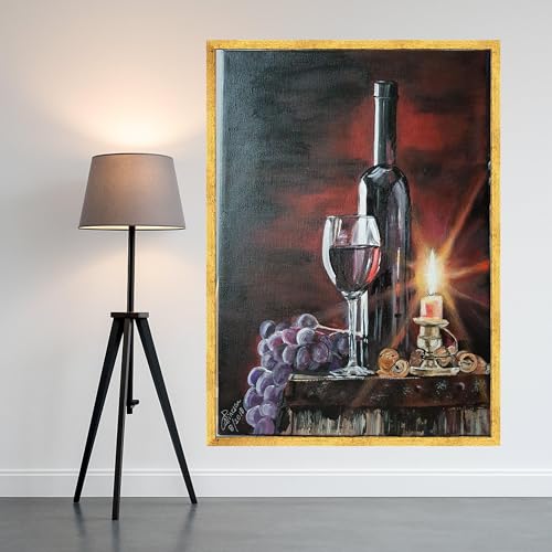 Toile élégante nature morte autour du vin, cadeau idéal pour amateurs de grands crus