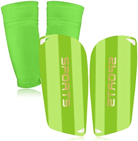 Soccer Shin Guards for Kids Youth, Shin Guard and Shin Guard Sleeves for Boys and Girls for Football Games EVA Cushion Protection Reduce Shocks and Injuries Green M