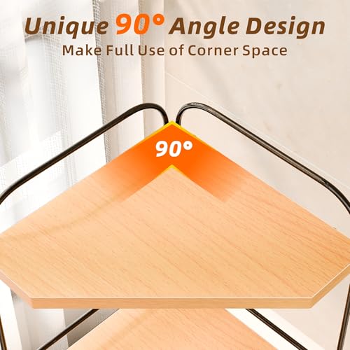 Image of Corner Bathroom Counter Organizer, 3-Tier Wood Countertop Organizer | Skincare Organizers for Vanity, Makeup Storage, Counter Corner Shelf for Kitchen, Bathroom, Dresser, Natural