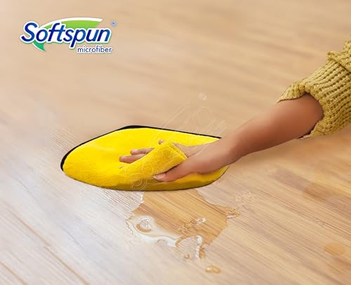 SOFTSPUN Polyester Towel Set 900 GSM (2 Pcs, Grey, Yellow)