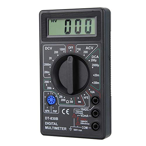 DT-830B Multimetr Cyfrowy Tester Napięcia AC DC Amp Volt Ohm Tester z Wyświetlaczem LCD, Mierzy Napięcie, Prąd, rezystancję, Tranzystor (DT-830B czarny)