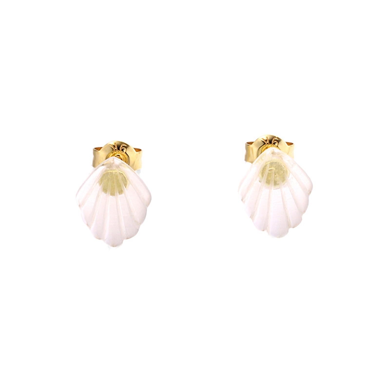 Pendientes de concha marina, aretes de cristal de oro amarillo de 18 quilates, joyería fina, regalos para cumpleaños y aniversario