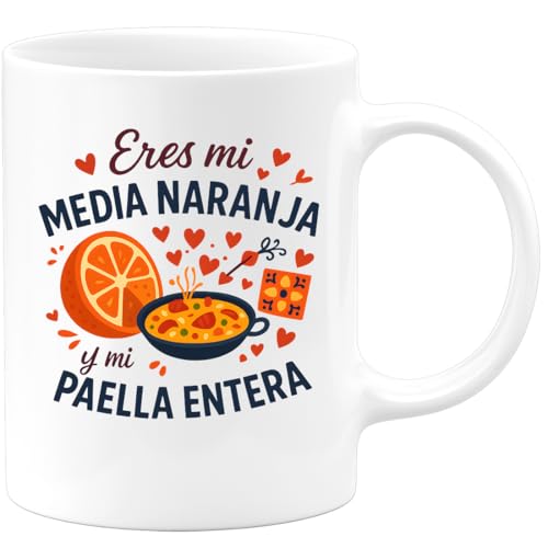 quotedazur Café-Croissant - Taza Divertida Eres mi media naranja y mi paella entera - Regalo San Valentín, amor, regalo Para Mujer quotedazur Café-Croissant - Taza Divertida Eres mi media naranja y mi paella entera - Regalo San Valentín, amor, regalo Para Mujer