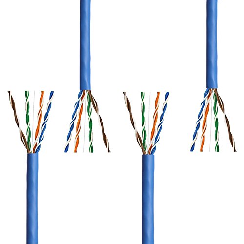 Syston Cable Technology Cat 5(E) Ethernet Bulk Raw Cable 350Mhz 24Awg 4Pr Utp Solid Bare Copper Riser (Cmr) Rated 1000Ft With Wall Clips Zipties Indoor Outdoor Heat Resistant Blue 1-1000 Ft Available #TOP1